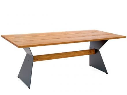 Niehoff Tisch NERO Stahlwange Teakholz Tischplatte