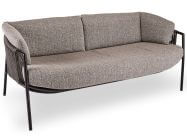 Ära by Stern Lounge-Sofa 3-Sitzer Zoe Alu schwarz matt Kordel basalt Stoff Mélange grau