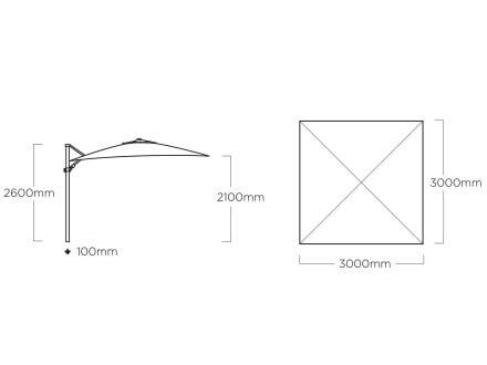 Vorschau: Kettler Ampelschirm Easy Swing 300x300cm silber/taupe