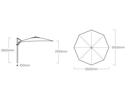 Vorschau: Kettler Ampelschirm Easy Swing Ø350cm silber/taupe