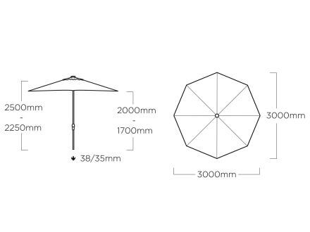 Vorschau: Kettler Sonnenschirm Easy-Push Ø300cm silber/hellgrau meliert
