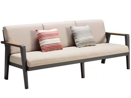 Vorschau: Lünse 4-teiliges Alu-Teak Loungeset Regency Large Sofa
