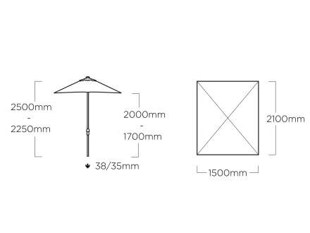 Vorschau: Kettler Sonnenschirm Easy-Push 150x210cm anthrazit/hellgrau meliert