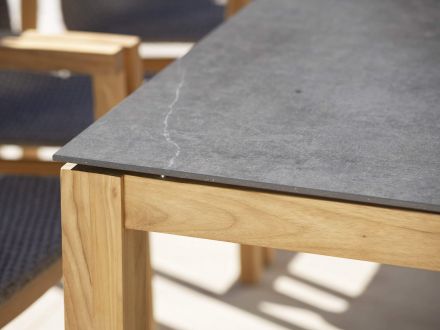Vorschau: STERN Tisch 200x100cm Teak mit Tischplatte Dekton Lava anthrazit