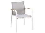 SUNS Tutti Dining Chair Alu Matt white Teak Arm